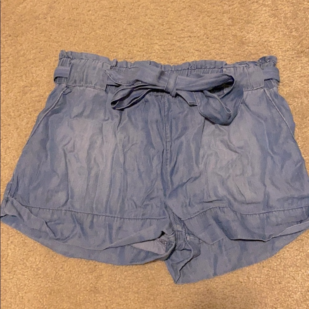 Sneak Peak denim style high waisted shorts!